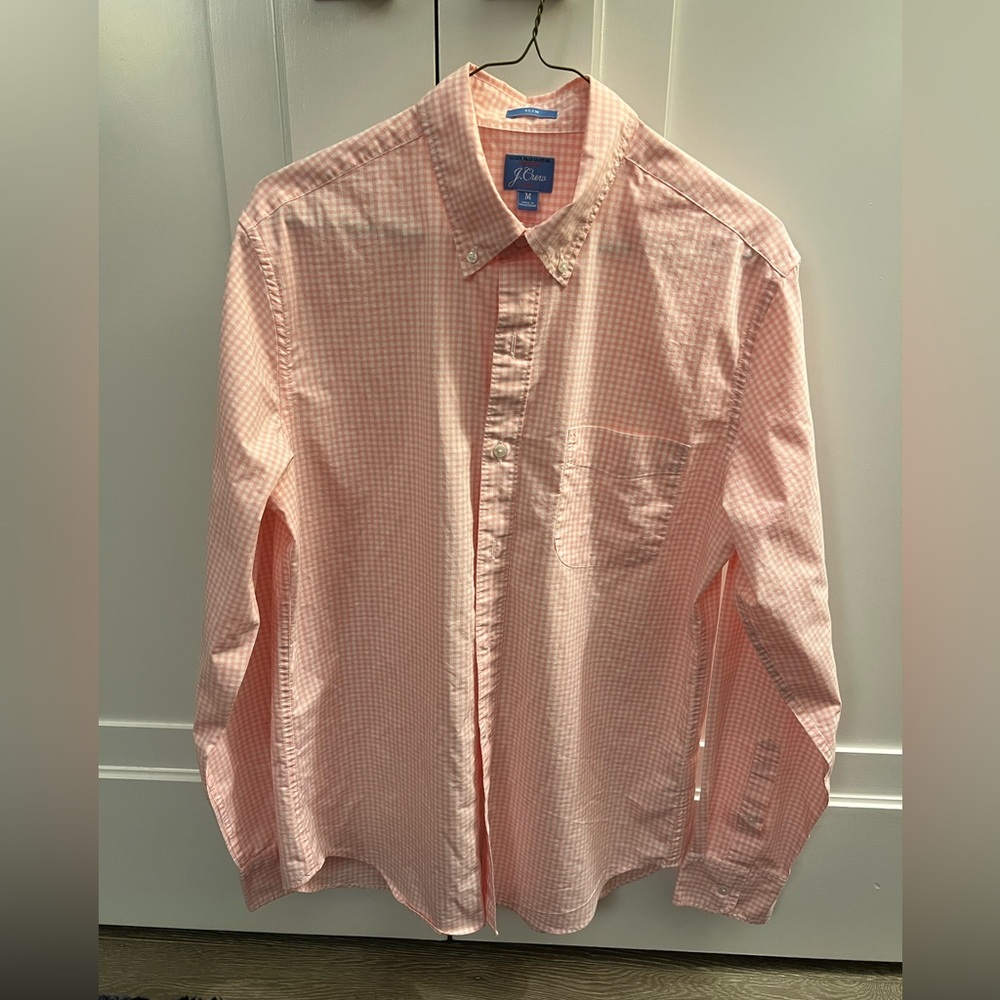 J. Crew Secret Wash organic cotton poplin Pink Gingham Shirt M